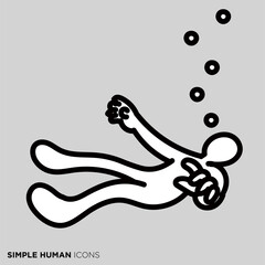 シンプルな人間のアイコンシリーズ　「沈む人」