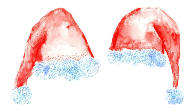 Santa hat, Christmas illustration isolated
