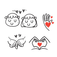 hand drawn doodle Friendship and Love illustration related