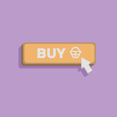 3d buy button concept in minimal cartoon style