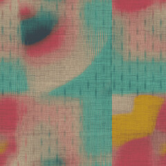 Fototapeta premium Abstract watercolor ikat texture pattern. Batik tie die geometric texture background.
