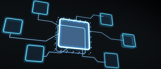 Business, technology, internet and virtual reality concept - button on virtual screen. 3D illustration.