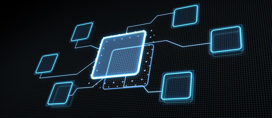 Business, technology, internet and virtual reality concept - button on virtual screen. 3D illustration.