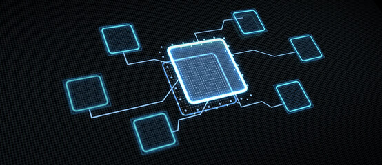 Business, technology, internet and virtual reality concept - button on virtual screen. 3D illustration.