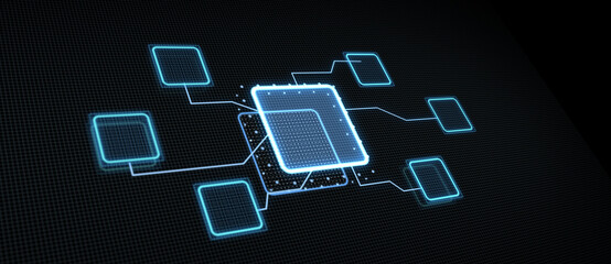 Business, technology, internet and virtual reality concept - button on virtual screen. 3D illustration.