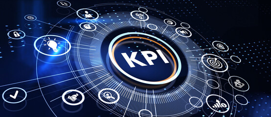 Fototapeta premium KPI Key Performance Indicator for Business Concept. Business, Technology, Internet and network concept. 3d illustration