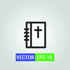 Icon illustration of Book Bible Sign On White Background - Single high quality outline black style for web design or mobile app.
