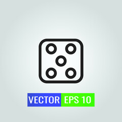 Icon illustration of Dice 5 Sign On White Background - Single high quality outline black style for web design or mobile app
