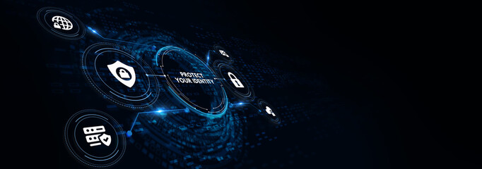 Cyber security data protection business technology privacy concept. 3d illustration. Protect your identity