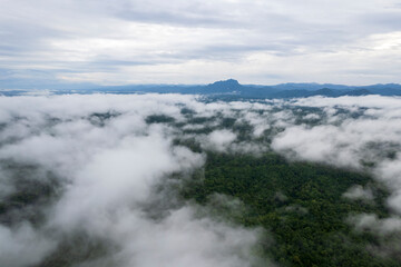 Top view Landscape of Morning Mist with Mountain Layer at north of Thailand
