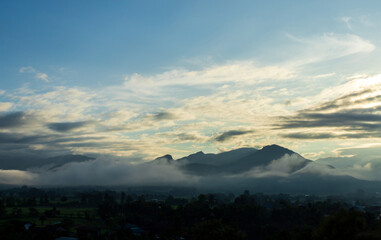  Landscape of Morning Mist with Mountain Layer at north of Thailand