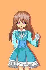 Cute Girl with School Uniform Design Illustration