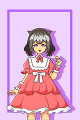 Cute and Happy Children with Pink Clothes Design Illustration