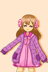 Pretty Girl with Cute Clothes Design Illustration