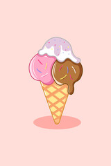 Cute and Yummy Ice Cream Design Illustration