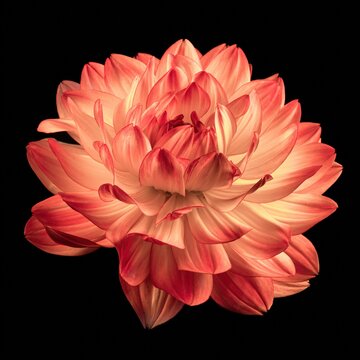 Dalia - kwiat na czarnym tle podświetlony światłem led