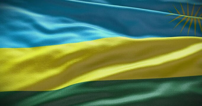 Rwanda national flag waving background, 4k backdrop animation