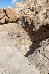 Stone  desert near the Khatsatson stream, on the Israeli side of the Dead Sea, near Jerusalem in Israel