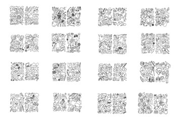 Set of various doodle art. big collection.