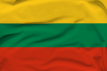 Lithuania national flag, folds and hard shadows on the canvas