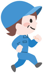 歩くシニア女性作業員 