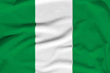 Nigeria national flag, folds and hard shadows on the canvas