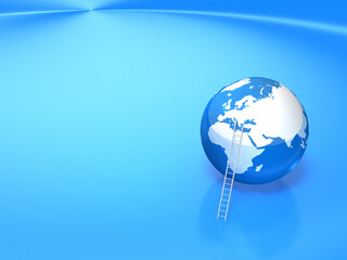 ハシゴがかけられ地球。ヨーロッパ諸国の調査。安全確認。