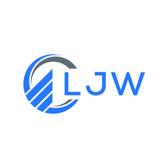 LJW Flat accounting logo design on white  background. LJW creative initials Growth graph letter logo concept. LJW business finance logo design.