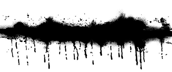 Abstract black paint dripping vector background. Black ink liquid splatter wallpaper with spray paint, graffiti drips texture. Black fluid dripping illustration design for decorative, street art.