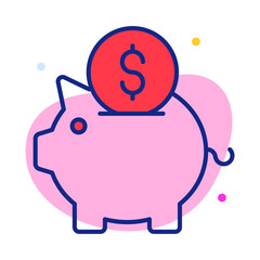 piggy bank Finance Related Vector Line Icon. Editable Stroke Pixel Perfect.