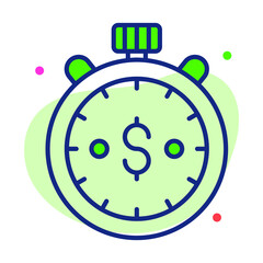 stopwatch Finance Related Vector Line Icon. Editable Stroke Pixel Perfect.