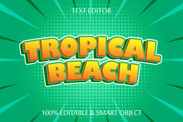 Tropical beach 3 dimension emboss cartoon style
