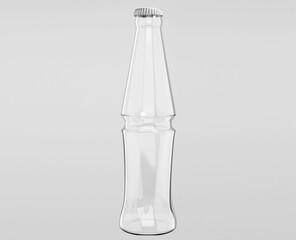 Realistic clear white glass bottle. 330 ml volume mockup for beer, lemonade, soda, cider, tonic or other liquid products. 3d high quality isolated render