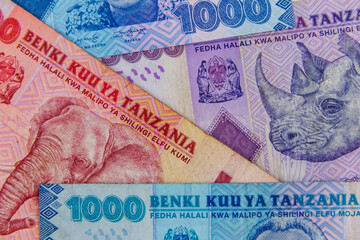 Background of the different tanzanian shillings banknotes