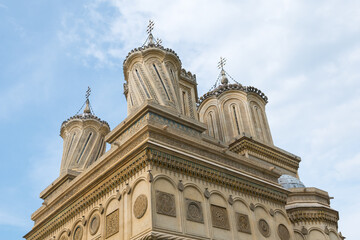 Fototapeta na wymiar Monumental View of a Beautiful Old Romanian Orthodox Church