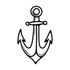 Illustration of anchor in tattoo style. Design element for poster, card, t shirt. Vector illustration