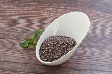 Dietary chia seeds in the bowl