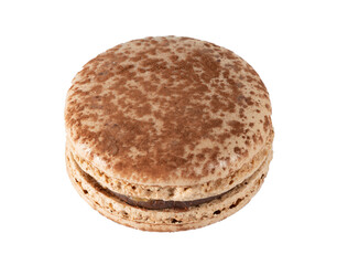  French sweet dessert macarons on white.