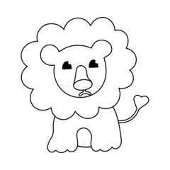Lion . Animals Coloring book page for children . Lion . Simple Vector illustration