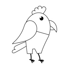 Coloring book page for children , cute animals. Funny Parrot Bird in Shorts. Simple Vector illustration