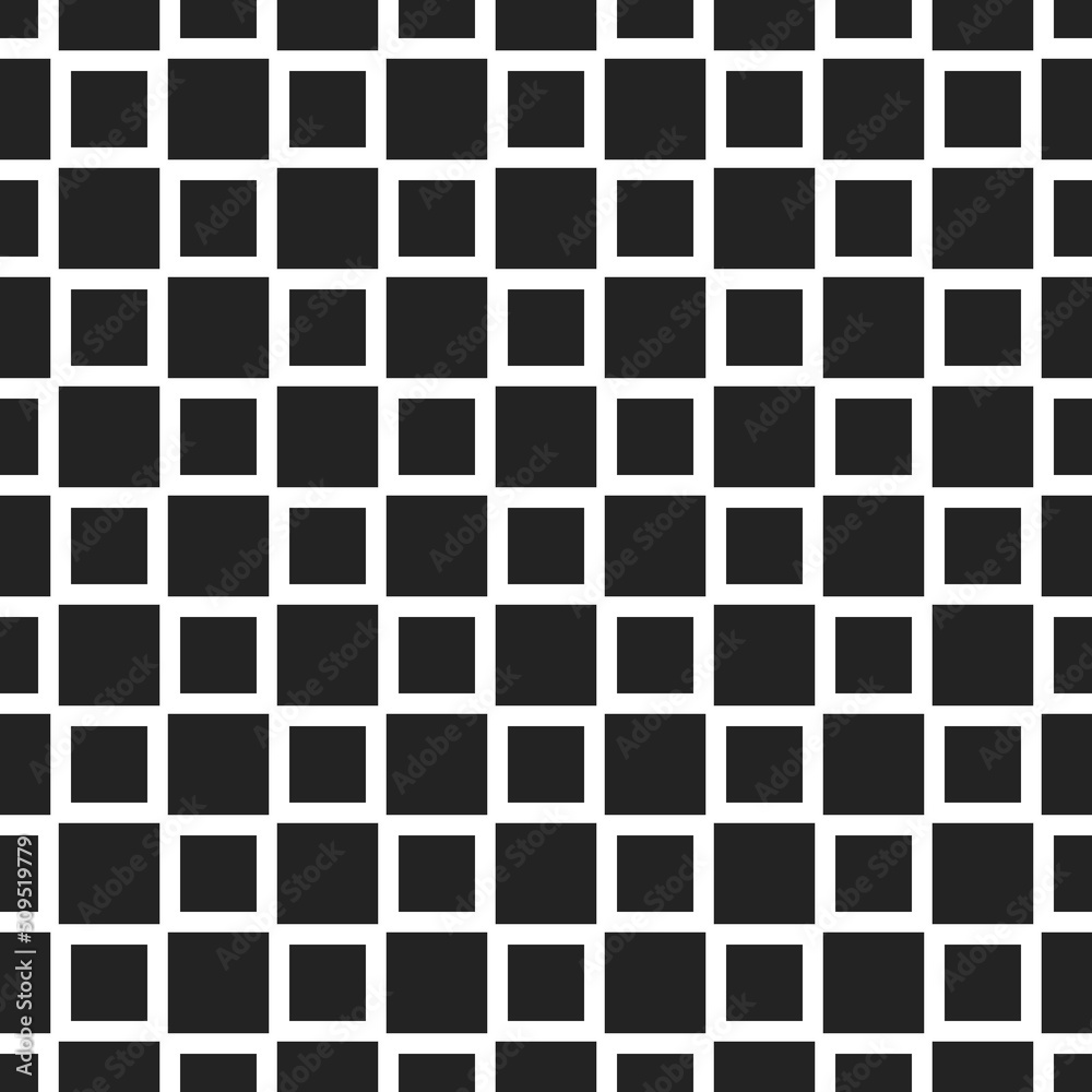 Fototapete White grid on a black background creates a pattern of squares. Seamless pattern for interior and decor. Print on various surfaces.