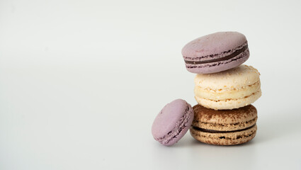 French sweet dessert macarons on white