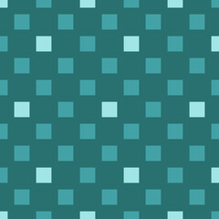 Turquoise checkered pattern for decoration. Squares on a greenish blue background.
