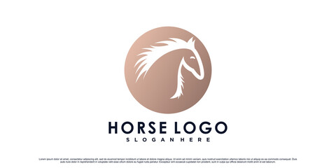 Horse animal logo design template with gradient style and creative concept