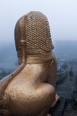 The giant statue of Singha Khmer at Wat Sampov Pram.