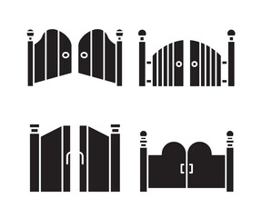 gate and fence icons set vector illustration