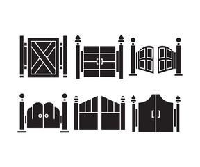 gate and fence icons set vector illustration