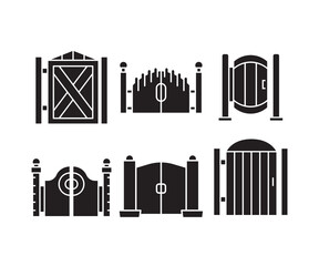 gate and fence icons set vector illustration