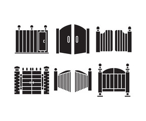 gate and fence icons set vector illustration