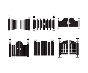Fototapeta premium gate and fence icons set vector illustration